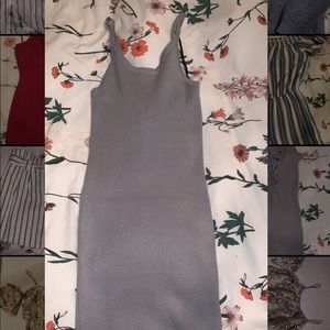 Gray ribbed mini bodycon drees